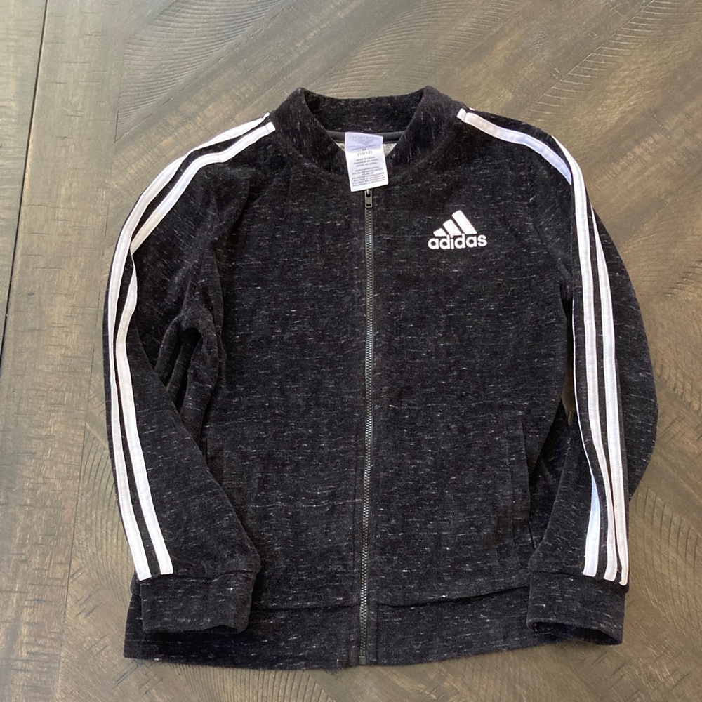 Adidas Kids Charcoal Jacket with White Accents